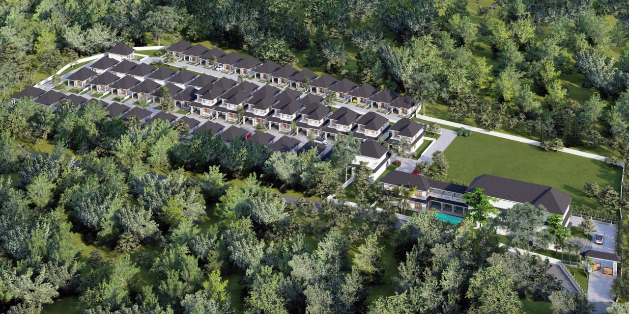Aerial view of Nirvana Living luxury villas community